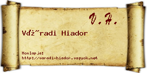 Váradi Hiador névjegykártya